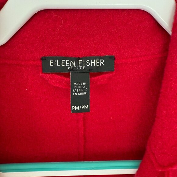 Eileen Fisher Petite Red Merino Wool Button-Up Cardigan Sweater PM - Picture 4 of 5